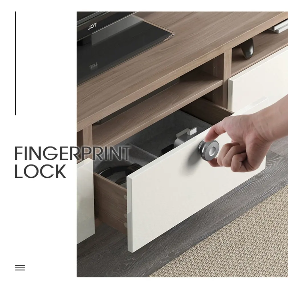 

T5 Aluminum Alloy Handle Pure Fingerprint Unlocking Smart Lock Drawer Sticky File Cabinet Wardrobe Door Smart Lock