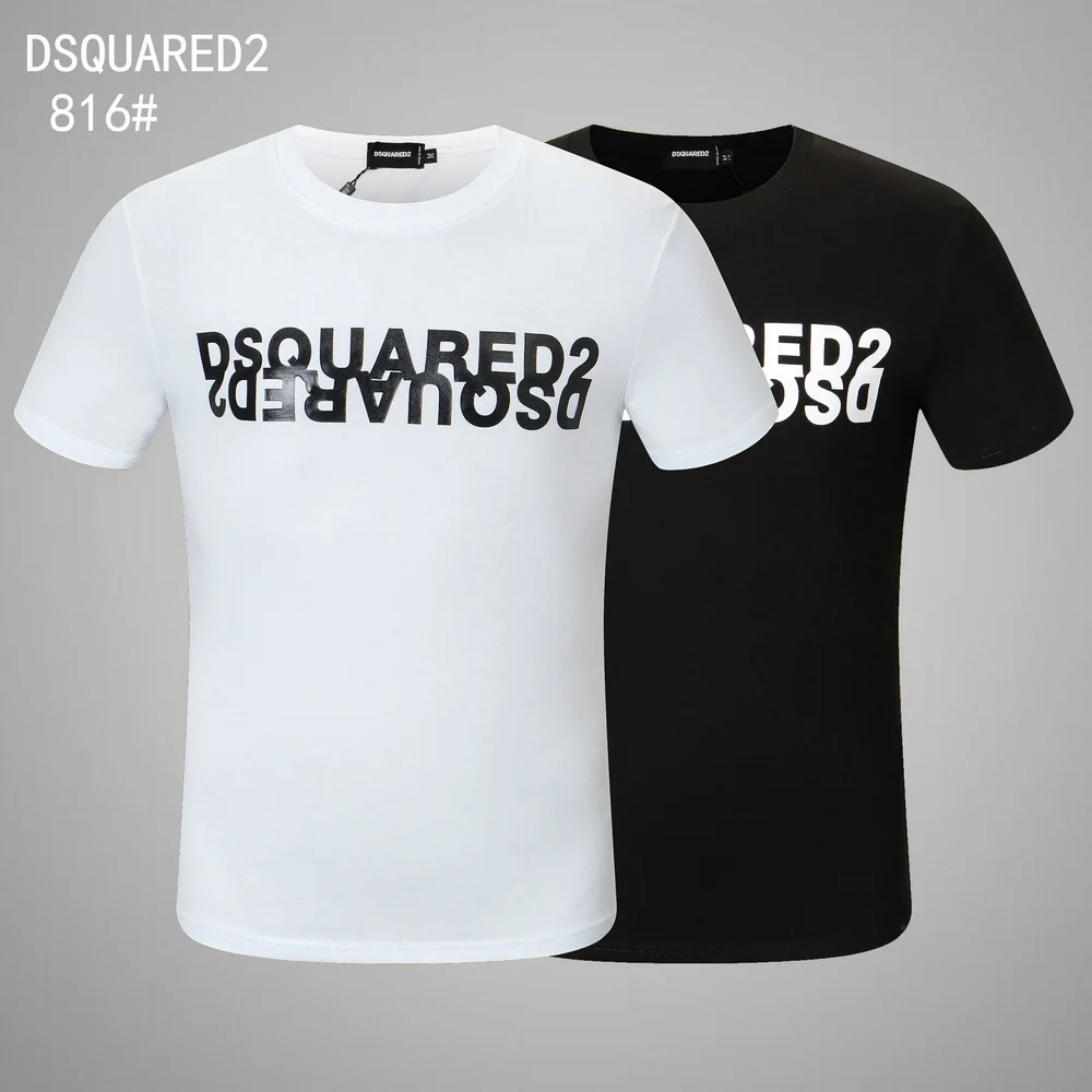 

Бесплатная доставка, Мужская футболка DSQUARED2 с рисунком d2, с круглым вырезом и коротким рукавом, уличная футболка в стиле хип-хоп из чистого х...