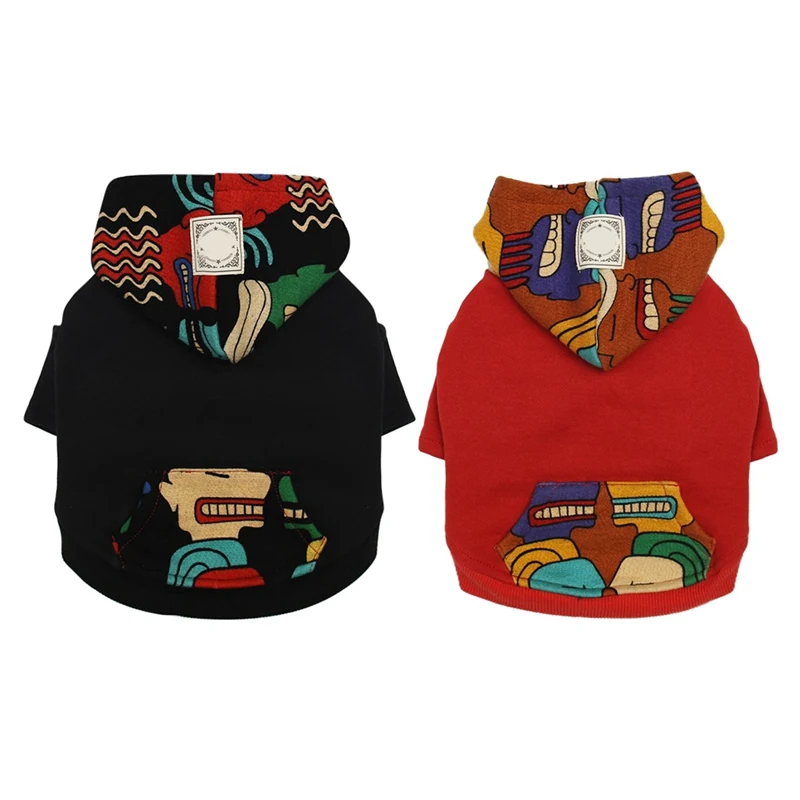 Pet абстрактная голова Искусство худи с граффити теплый зимний свитер красный