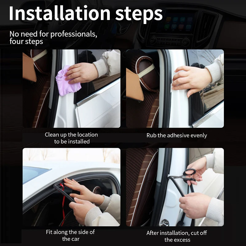 

Car Door Rubber Seal Strip Auto Door Seals Accessory Double Layer Protector Seal Noise Insulation for Door Hood Trunk Sealants