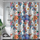 Длинная занавеска для душа Neasow в стиле бохо с цветочным принтом, прочная водонепроницаемая занавеска из ткани с крючками для ванной комнаты