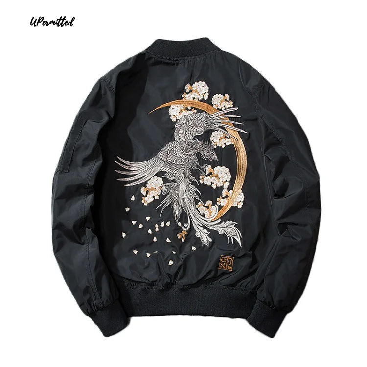 

2021 Autumn Winter New Men Bomber Jackets Japanese Harajuku Embroidery Man Pilot Coats High Street Black Male Baseball Suits Top