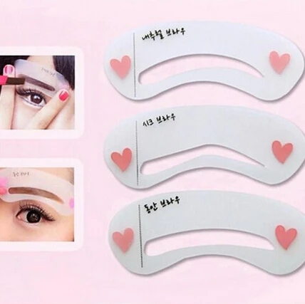 Hot 3Pcs/Set Eyebrow Trimmer Reusable Stencils Drawing Guide Card Brow Template DIY Make Up Tools | Красота и здоровье