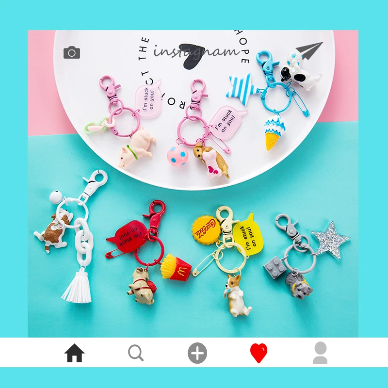 Мода собака милый брелок для ключей ХРЮШКА пара прекрасный животных брелоки