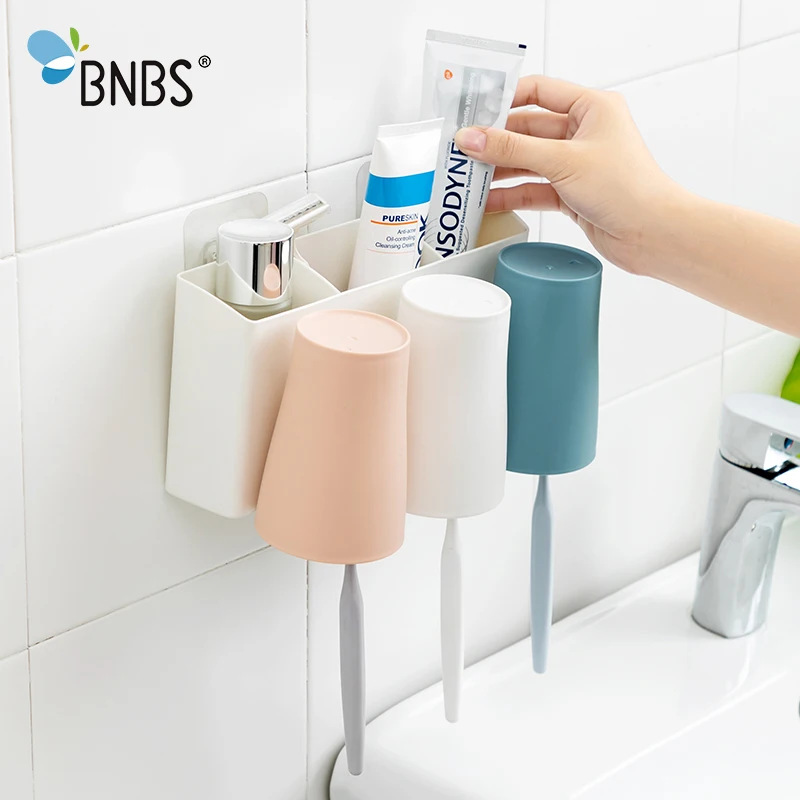 BNBS Wall Toothbrush Toothpaste Holder Bathroom Accessories Organizer For Toothbrushes Tooth Brush Cup Products | Дом и сад