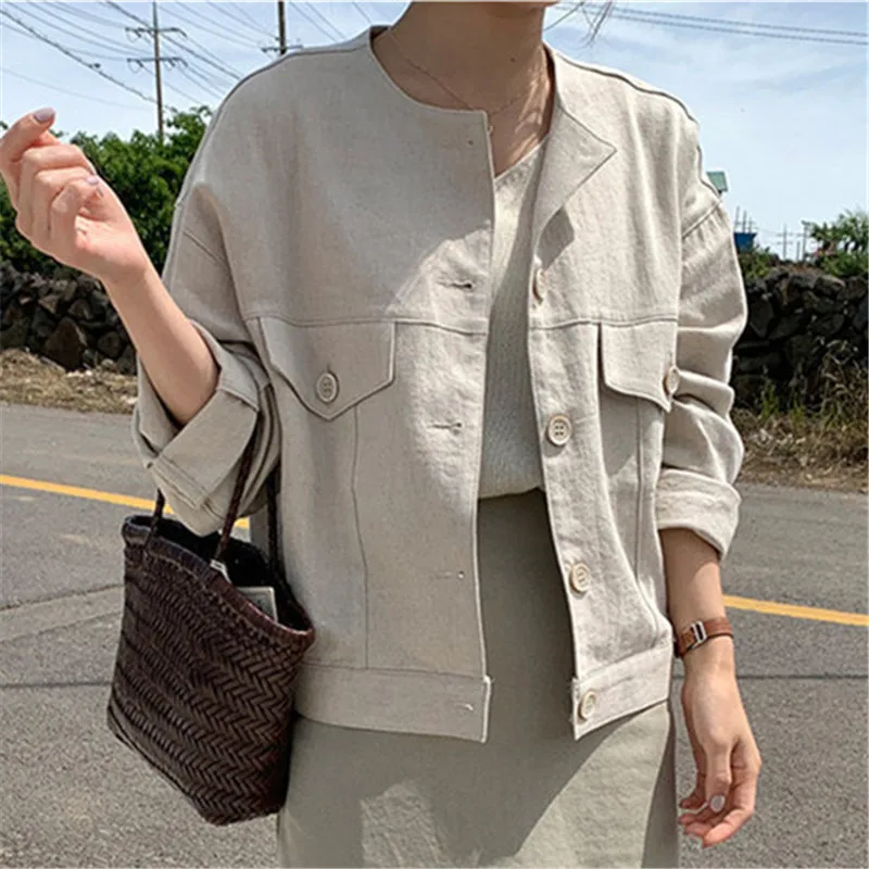 Блузка женская из льна и хлопка с карманами | Женская одежда