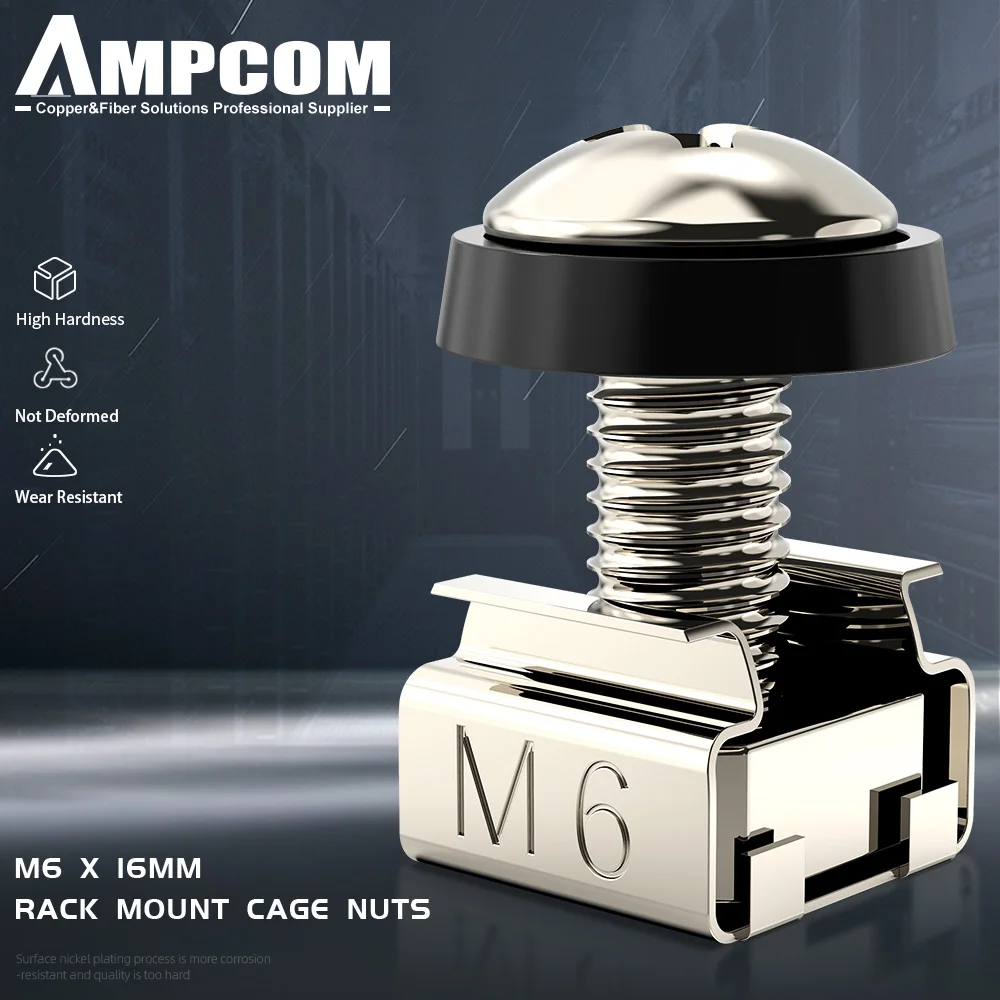 Гаечные гайки AMPCOM M6 x 16 мм винты и шайбы для серверного шкафа серверные полки