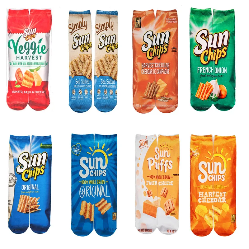 

3d Printed Crisps Chocolate Candy Packaging With Personality Funny Socks Funny Socks For Men And Women Unisex Cotton Socks