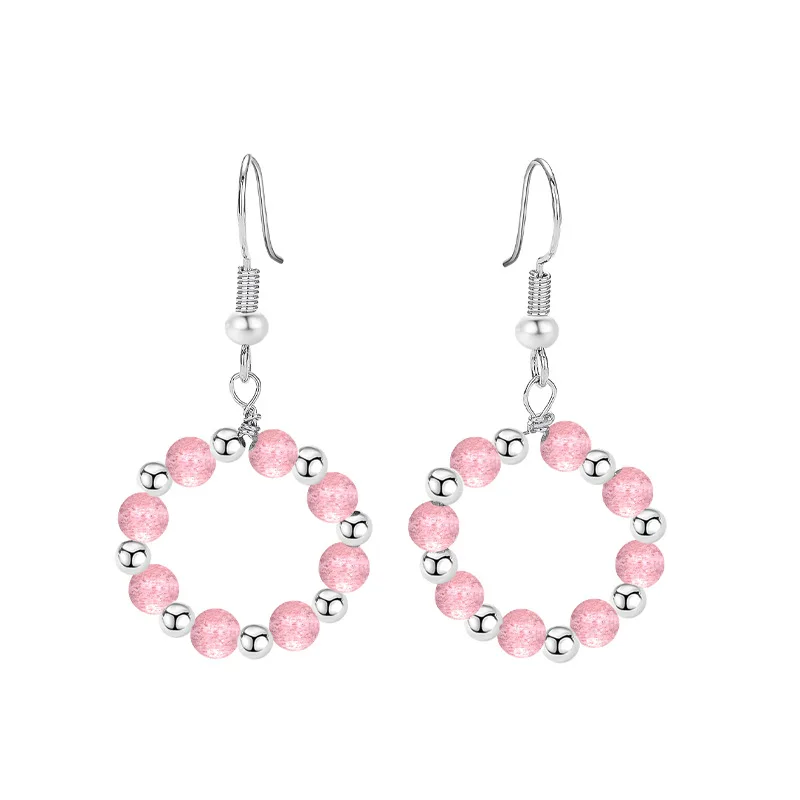 

Модные женские серьги, розовая клубника, вафельная подвеска, круглые серьги для женщин, ювелирные изделия, подарки