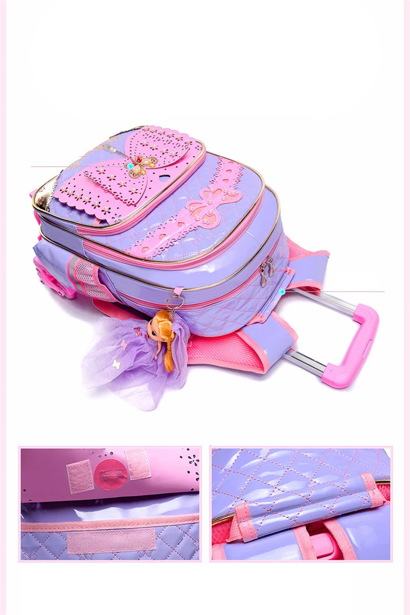 Школьные сумки с колесами Mochilas, детские милые рюкзаки, 6 детских чемоданов на колесиках для девочек, рюкзак на колесиках для детей 6-10 лет, Escolar