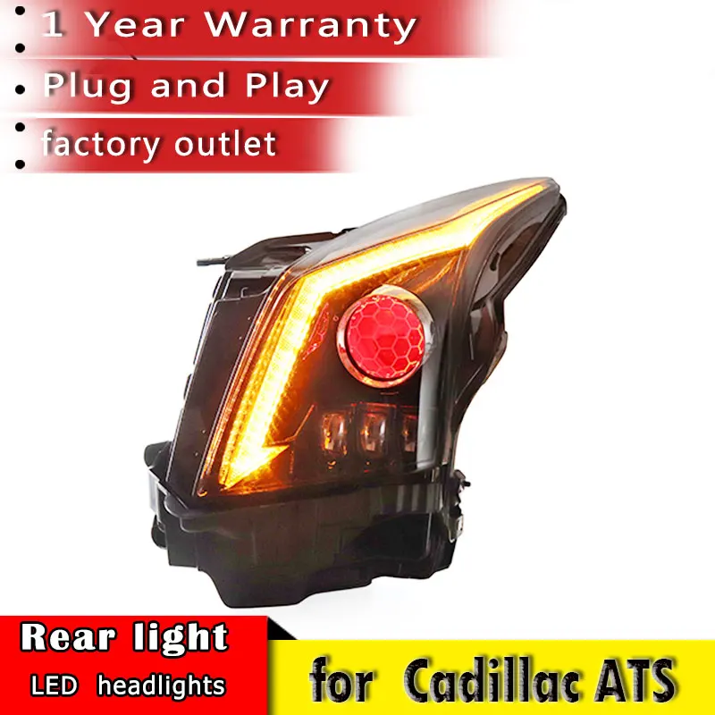 New Car Styling for Cadillac ATS Headlights 2014-2016 LED Headlight DRL Bi Xenon Lens High Low Beam Parking Fog Lamp |