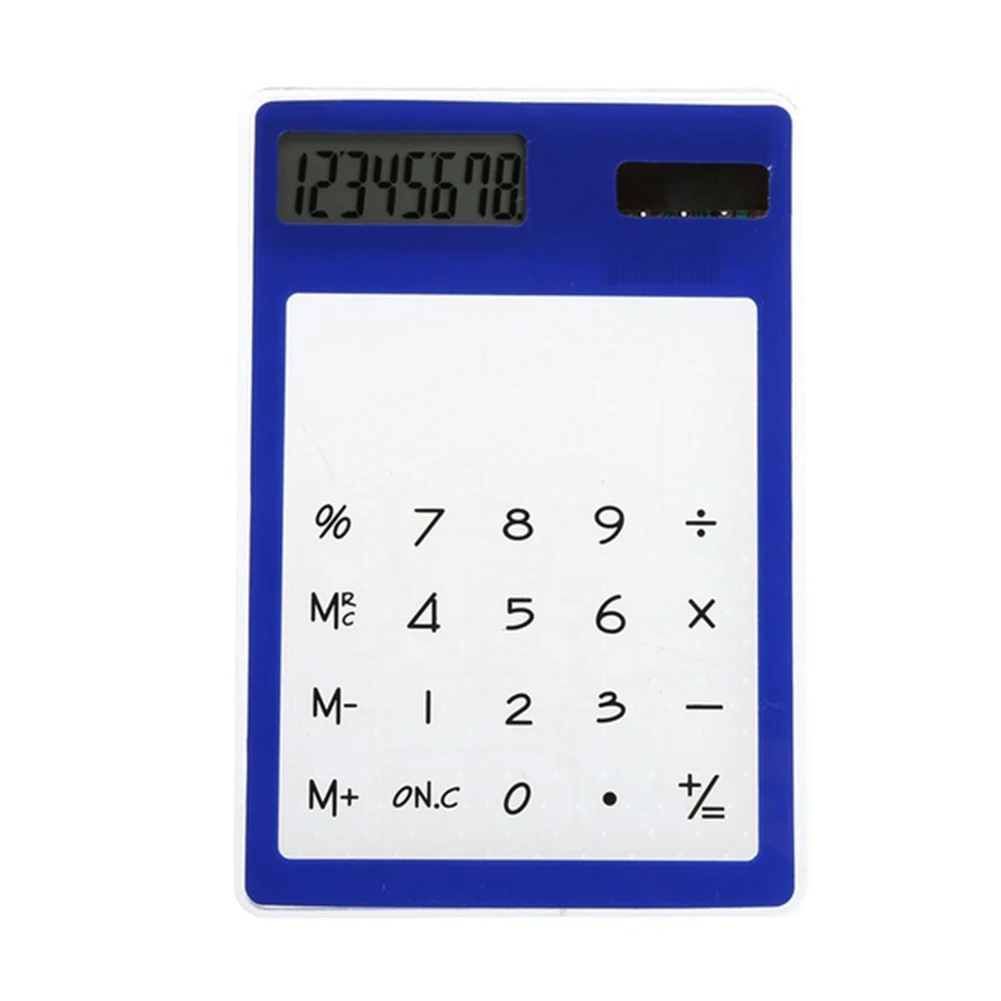 Полезные ЖК дисплей 8 значный Сенсорный экран ультра тонкий TransparentSolar CalculatorStationery