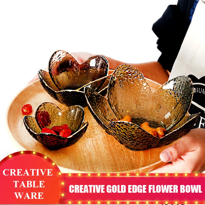 

Новинка, креативная чаша с лепестками Пномпеня, Новая прозрачная Бытовая стеклянная чаша для фруктов, закусок, креативная посуда