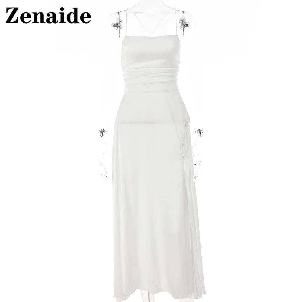 

Zenaide 2021 Summer Elegant Party Bandage Bodycon Dress White Off Shoulder Y2K Sexy Strapless Backless Midi Dresses Women Beach