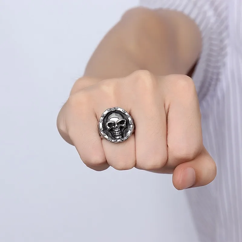 Men's Stainless Steel Ring Motorcycle Chain Skull Cross Hallows' Day Halloween Jewellery | Украшения и аксессуары