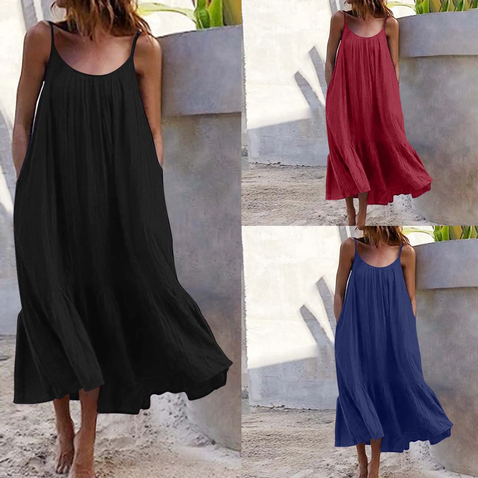 Для женщин с тропическим принтом одноцветное лямкой на шее платье открытой