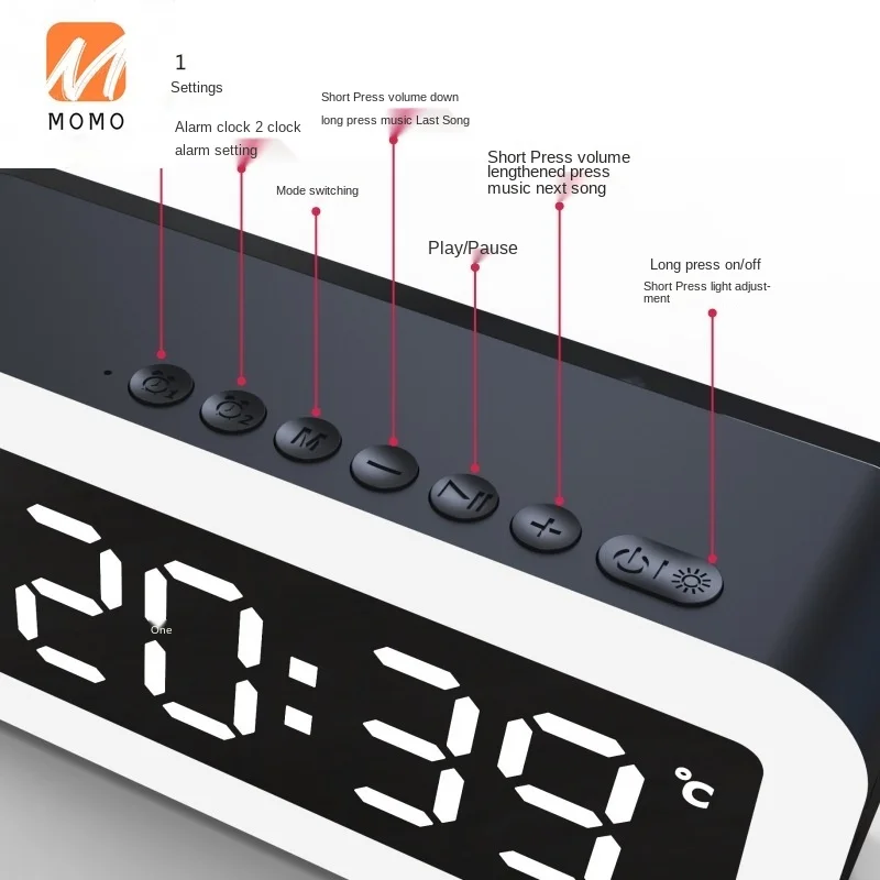 

New Student Alarm Clock Multi-Function Smart Bluetooth Speaker Bedside Mirror Electronic Alarm Clock Smart Multi-Function