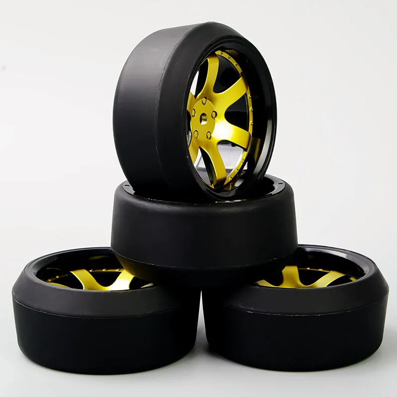 

4pcs 1/10 Drift Tyre D6NKG + PP0370 Tires Wheel Hub Set Model For HSP HPI RC On road Racing Car