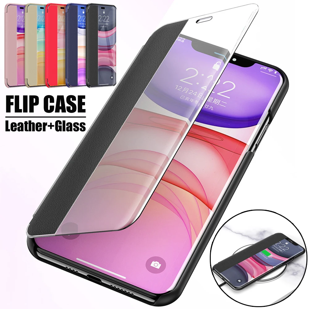 Для Apple iPhone 11 Pro Max Xs XR X 6/6s/7/8 Plus зеркало вид Смарт флип чехол 360 полная защита