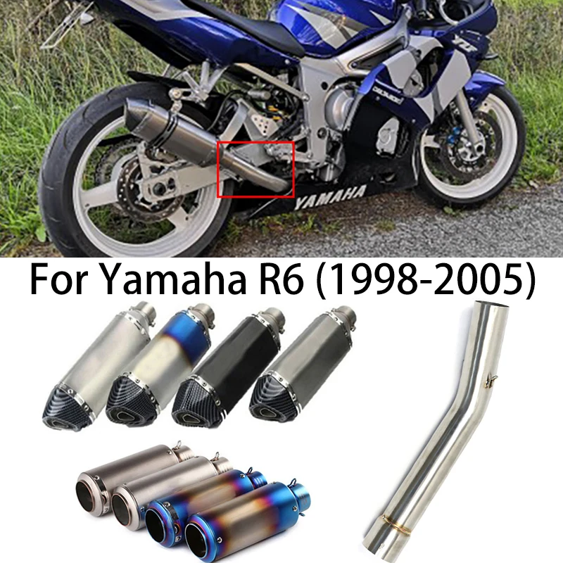 

Modified Motorcycle Exhaust Mid Link Pipe Muffler Full System Silencer DB Killer Escape Slip On For Yamaha YZF R6 1998-2005