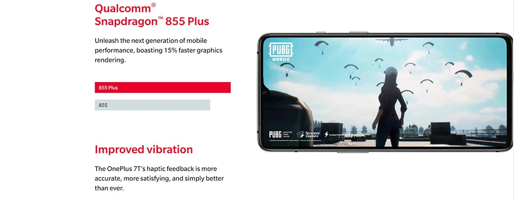 Global Firmware Oneplus 7T 8GB 128GB 256GB Mobile Phone Snapdragon 855 Plus 6.55" 48MP Triple Camera 4G Android 10.0 NFC phone