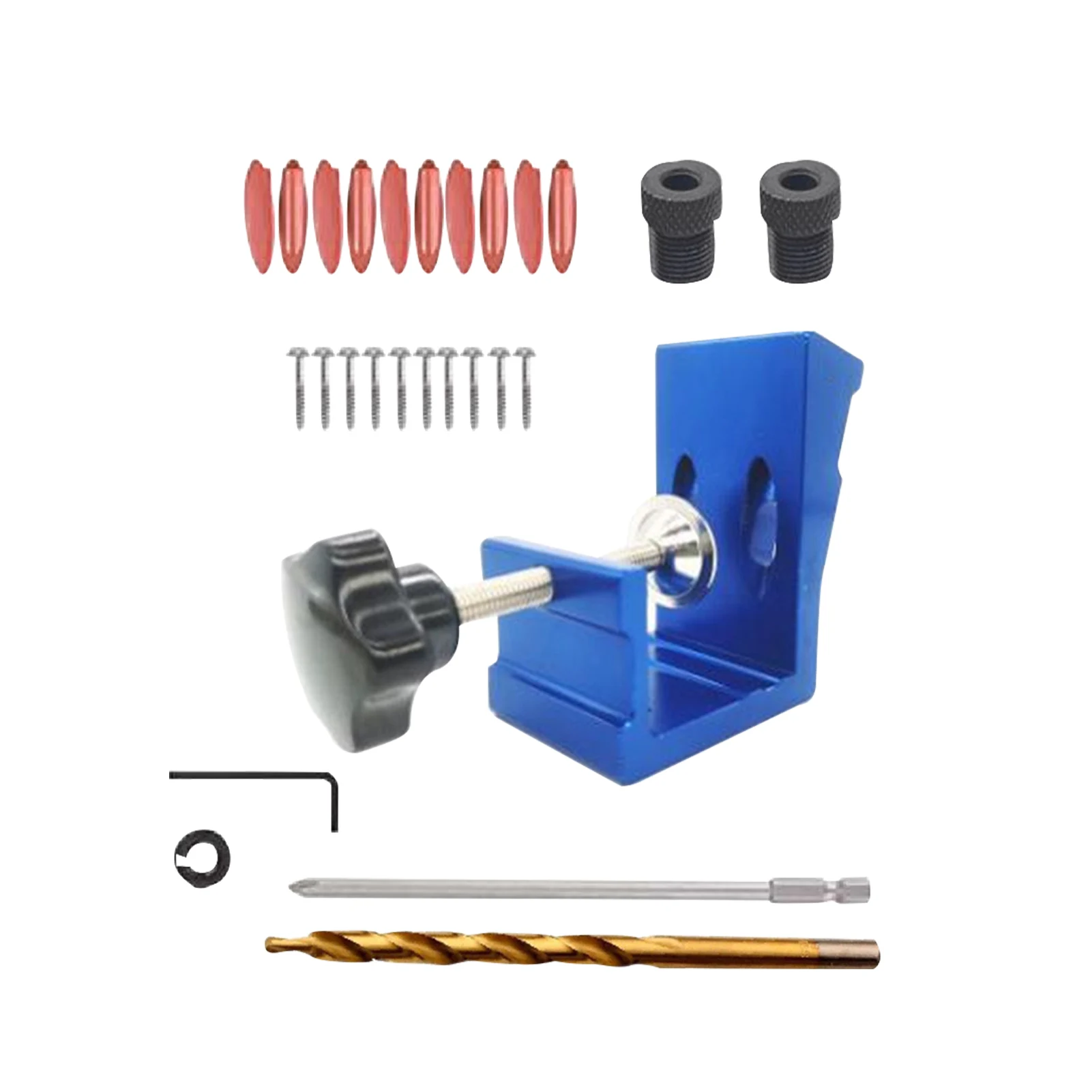 

27pcs Pocket Hole Locator Kit Jig DIY Aluminium Alloy Home Manual Hardware Drill Guide Oblique Gauge Woodworking Tool With Screw