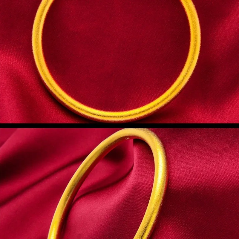 

KISS&FLOWER BR06 Fine Jewelry Wholesale Fashion Woman Girl Mother Birthday Wedding Gift 5mm 60/62mm 24KT Gold Bracelet Bangle