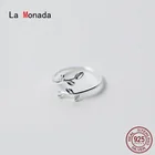 Ла Monada53-59mm минималистский листья серебряное кольцо 925 корейские Регулируемые кольца для Для женщин серебро 925 стерлингового серебра ювелирные кольца для девочек