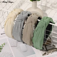 fashion women solid color knot hairbands simple cloth headbands for girls wide side hair hoops womens headwear hair accessories