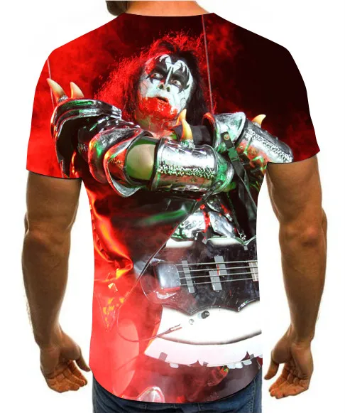 Новинка цветная Летняя мужская футболка Kiss с 3D рисунком модная женская модель 2020