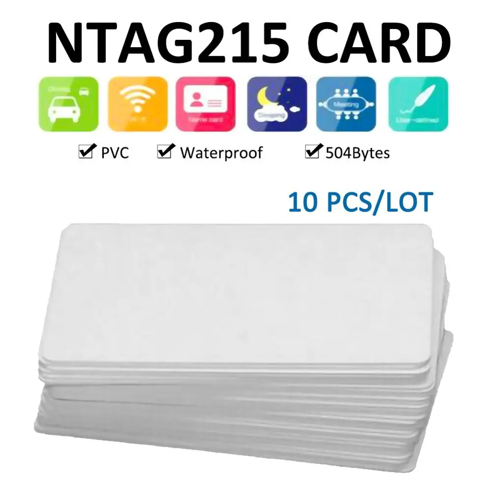 Карты NFC NTAG215 белые пустые ПВХ бирки водонепроницаемые чиповые карты ключ