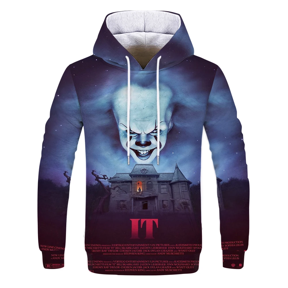 2019 модная качественная толстовка с 3D принтом клоуна из фильма странные ужасы