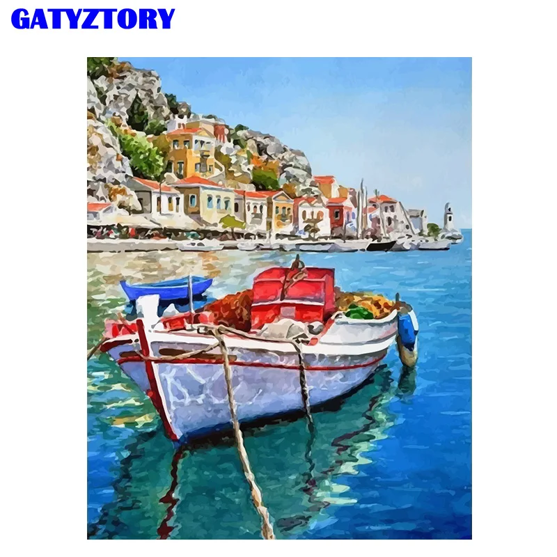 GATYZTORY 60x75 см рама лодка сделай сам покраска по номерам набор акриловая краска