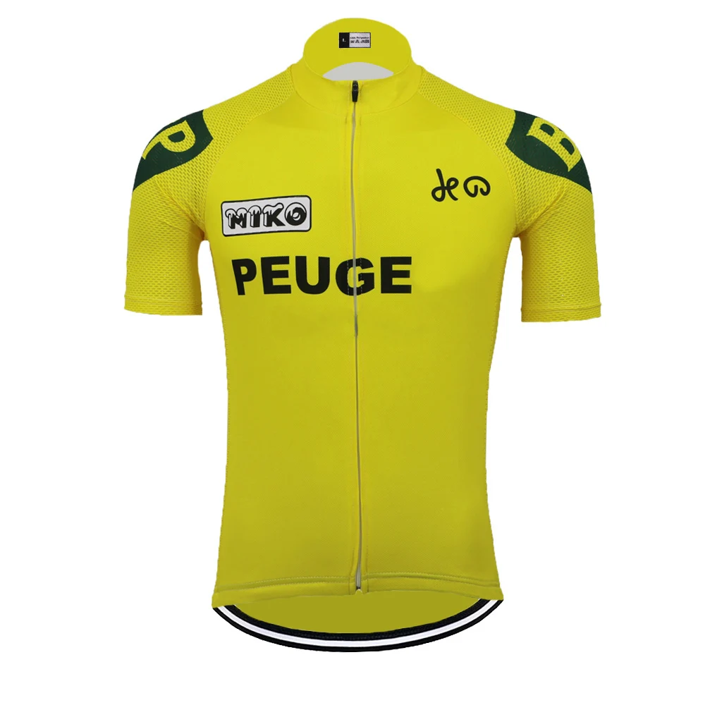 

NEW Retro Cycling Jersey Men Pro Short Sleeves Yellow Mountain Bike Team Wear Road Mtb Clothes Ciclismo Triathlon Customized