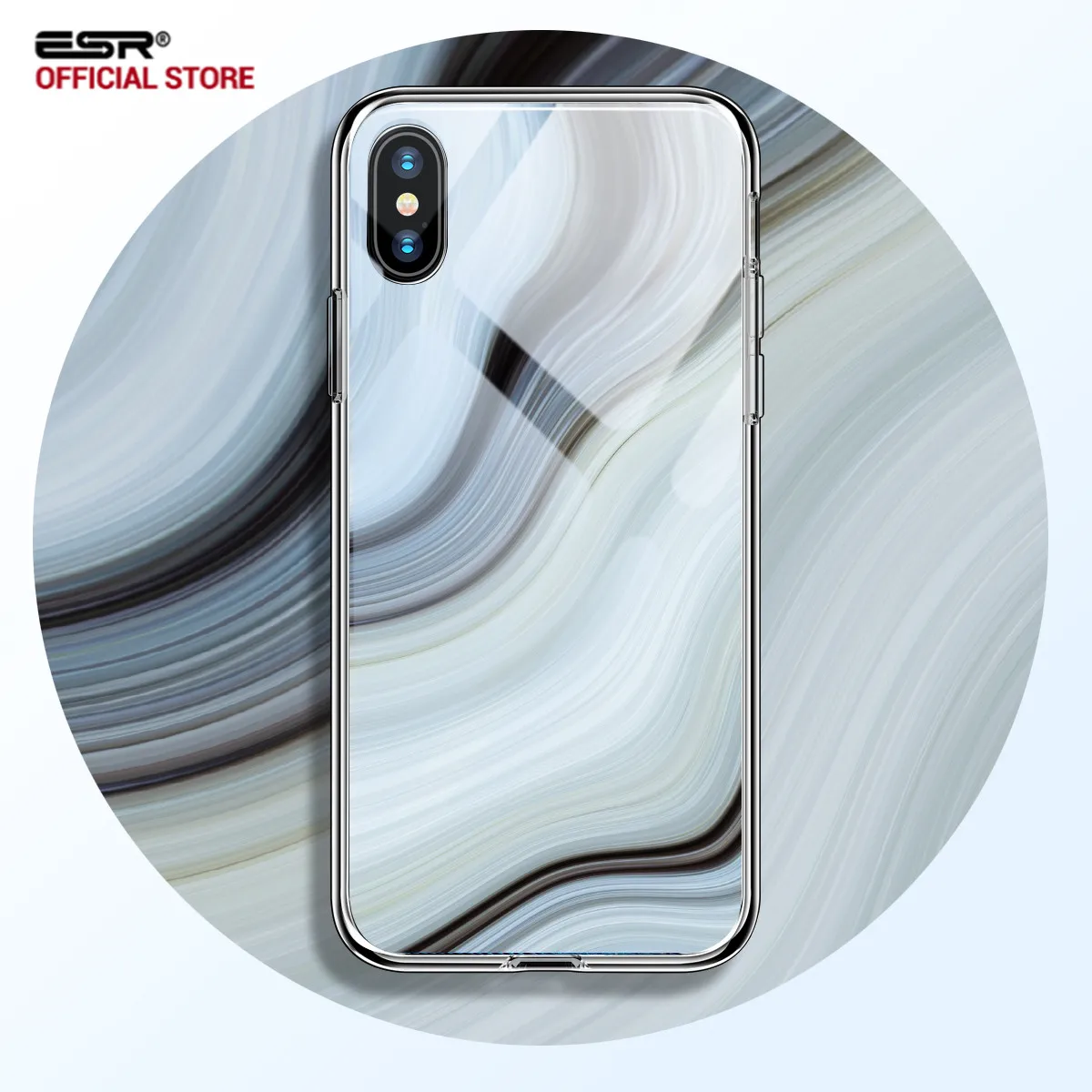 Чехол ESR из закаленного стекла с мраморным рисунком для задней панели IPhone X с полным покрытием, чехлы с закаленным стеклом для IPhone X