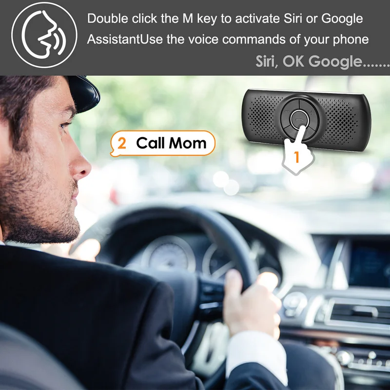 Wireless bluetooth Car Kit Set Handsfree Speakerphone Multipoint Sun Visor Speaker For Phone Smartphones Charger Hands Free | Автомобили и