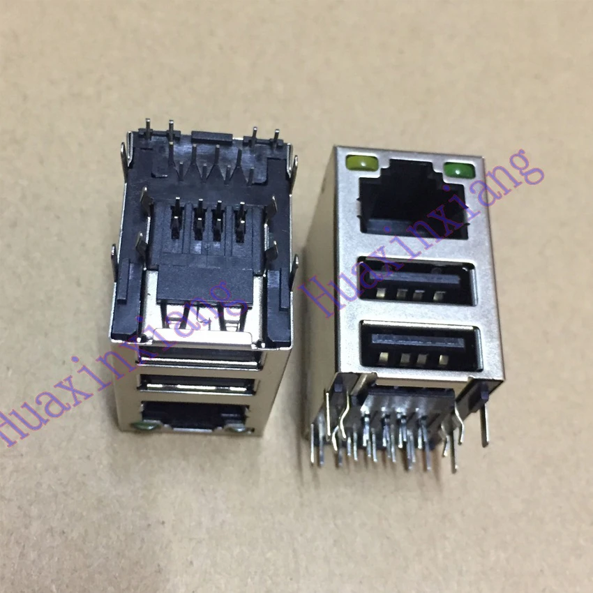 10 шт./лот RJ45 8P8C гнездовой разъем с двумя/двумя USB 2 0 и LED щит модульный|Соединители| |