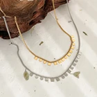 Monlansher Геометрическое ожерелье с маленькими квадратными и круглыми ломтиками, многослойная цепочка из титановой стали, ожерелья, французские винтажные ожерелья, ювелирные изделия