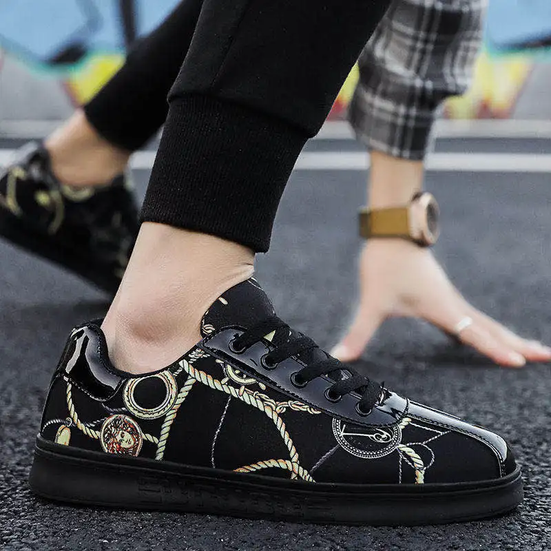 Летняя обувь с принтом Большие размеры Брендовая мужская повседневная на
