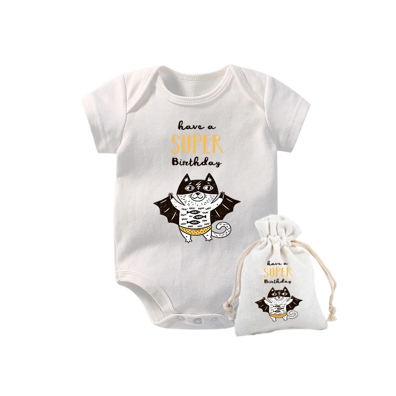 YSCULBUTOL Детские боди с сумкой белые костюмы супер животными одежда для маленьких