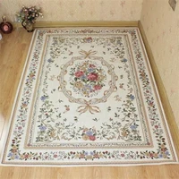 vintage beige carpet europe pastoral rug and carpet for living room home bedroom flower floor mats washable jacquard woven rug