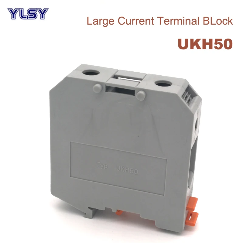 

1Pcs Din Rail Large Current Screw Terminal Blocks UKH50 Morsettiera Electrical Wire Cable Terminals Block Connector Bornier 50mm