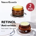 Яркий гламурный Retinol крем для лица крем для глаз 2 шт.компл. Увлажняющий анти-уменьшение морщин тонкие линии против старения уход за кожей лица