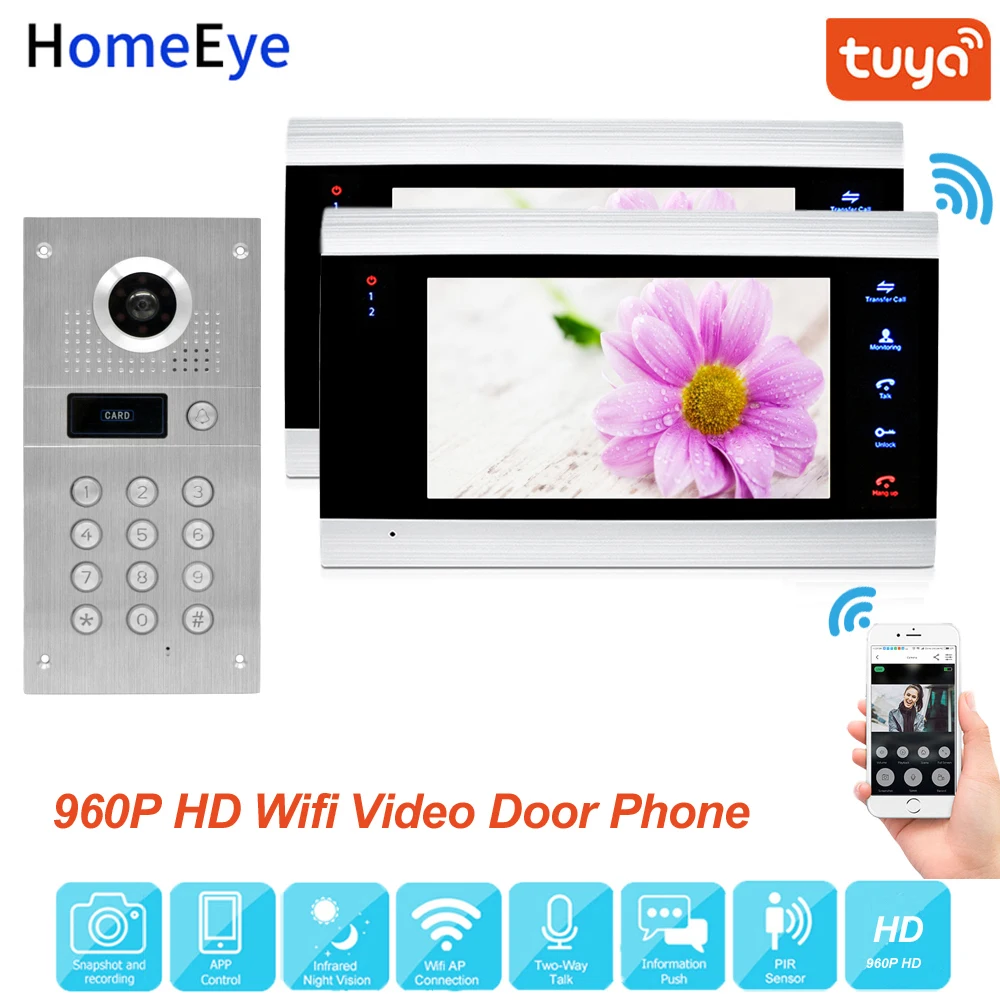 Tuya Smart App Дистанционное Управление Wi Fi IP видео телефон двери домофон Система