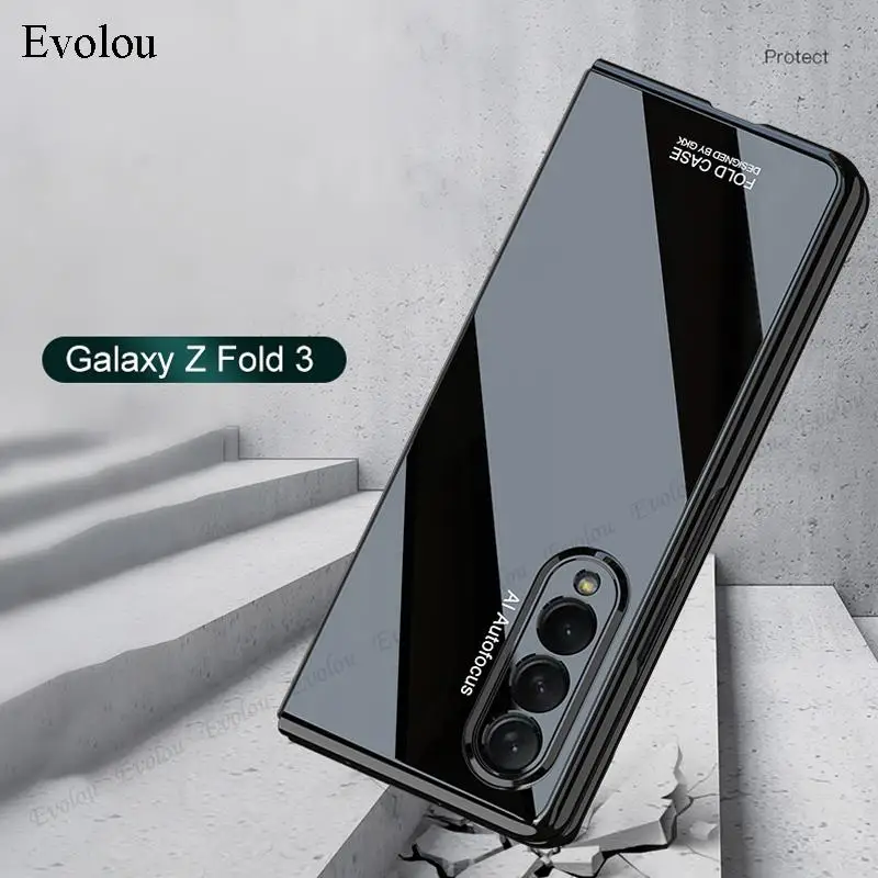 ultra thin hard glossy phone case for samsung galaxy z fold 3 luxury anti fall protective cover for samsung z fold3 5g shell free global shipping