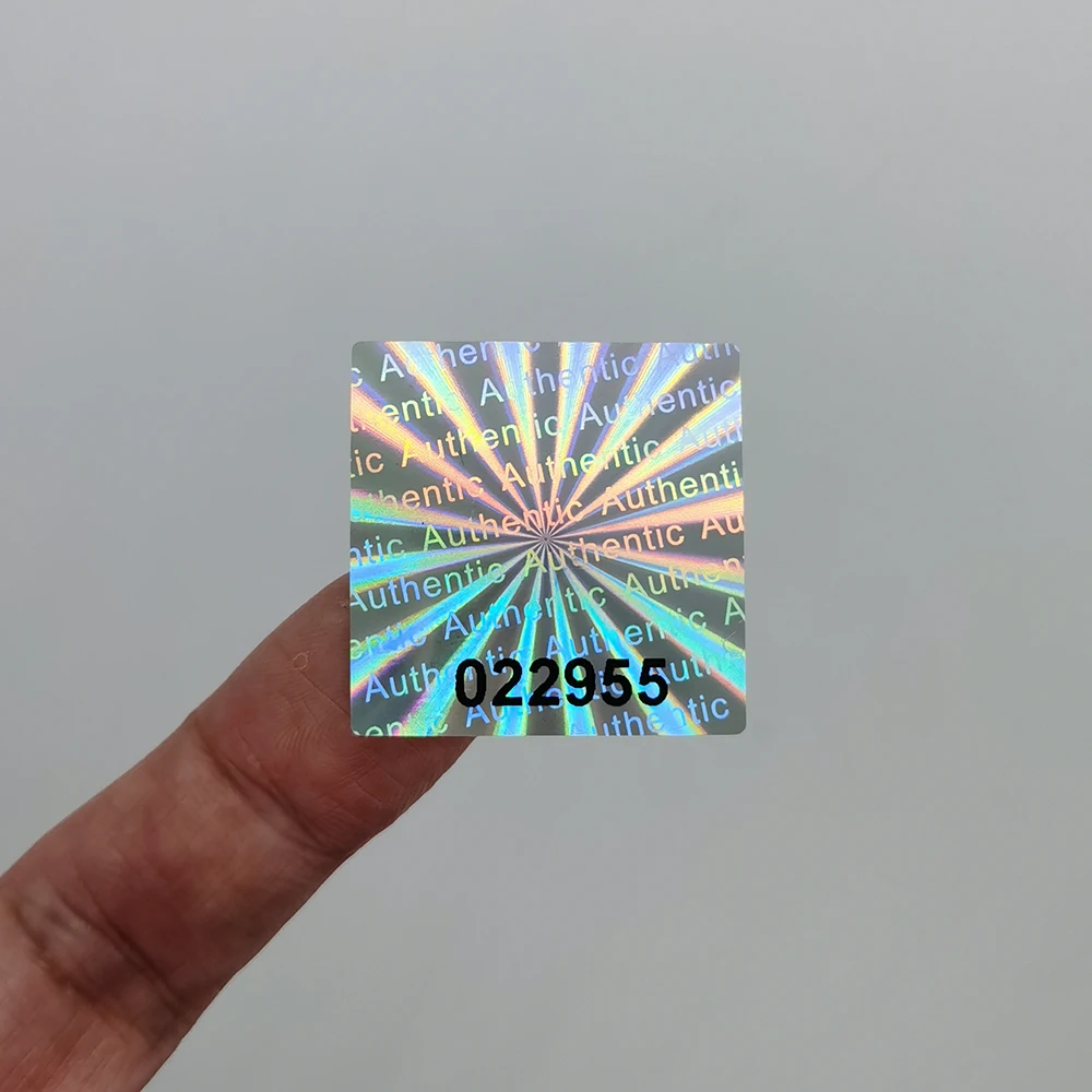 One-Time Laser Warranty Sticker, Sealed Tamper-Proof Holographic Label, Black Serial Number, Customized Logo, 500pcs 30mmx30mm