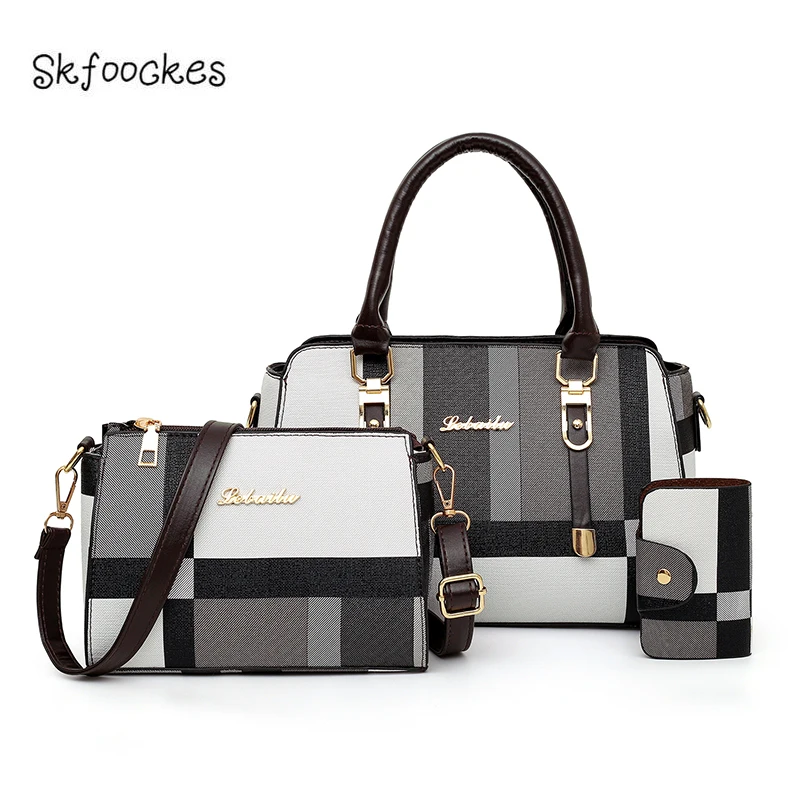 

Skfoockes, 3 упаковки по 2020 г., новые модные женские сумки, клетчатые женские сумки, Наплечные сумки и сумки через плечо для женщин