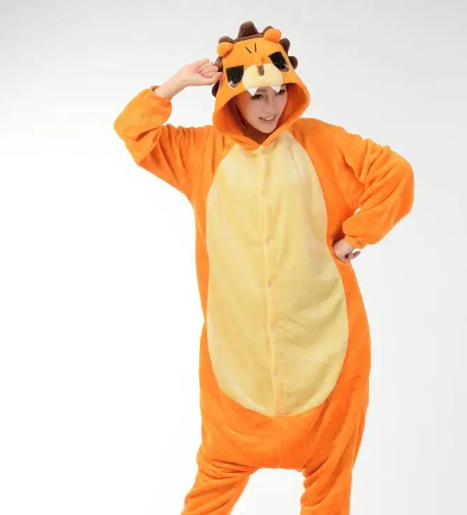 HKSNG Adult Lion Kigurumi Onesies Animal Pajamas Sleepwear Party Cosplay Costumes Cartoon Jumpsuits Suit |