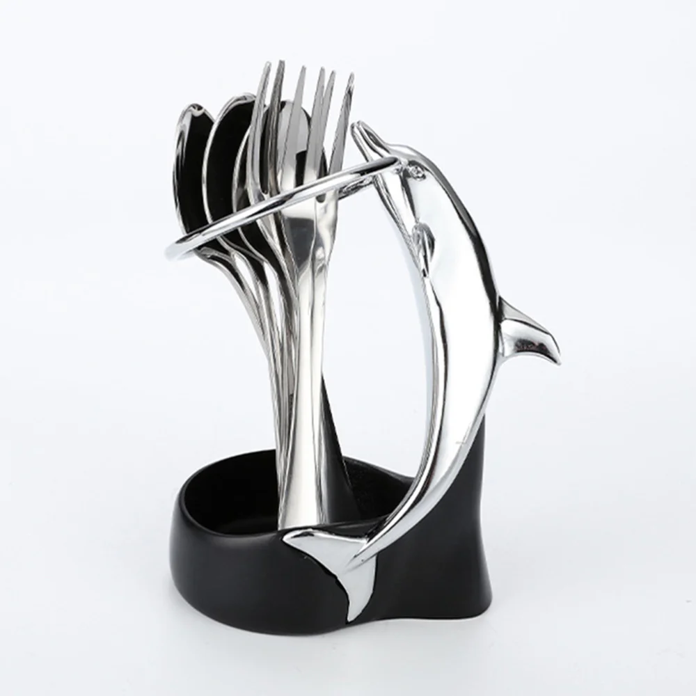 

1 Set of Creative Dolphin Design Flatware Holder Portable Fork Spoon for Kitchen