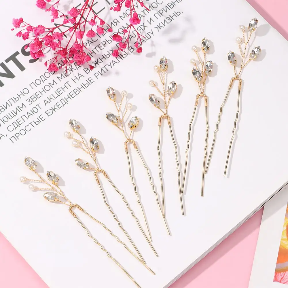 

6Pcs Vintage Crystal Party Wedding Crystal Hair Accessory Flower Hair Pins Bridal Hair Pins Pearl